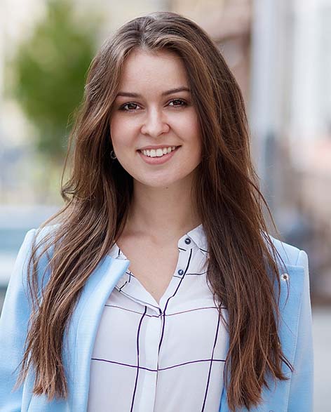 Woman in blue jacket